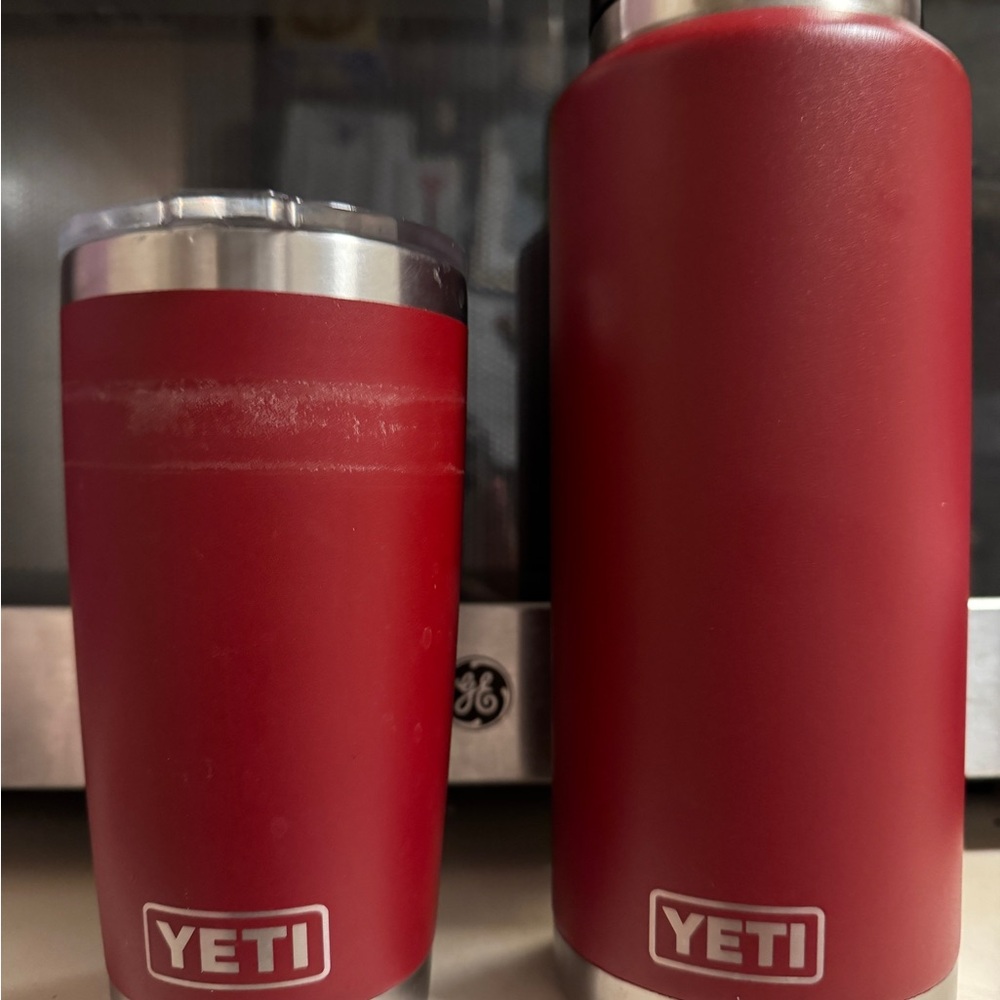 YETI Red Tumbler and Bottle Set